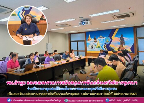 ประชุมคณะกรรมการสนับสนุนการขับเคลื่อนสวัสดิการชุมชนจังหวัดลำพูน ครั้งที่ 1/2568